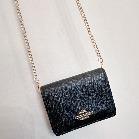 NWT Coach Mini Wallet On A Chain Black - Picture 6 of 12